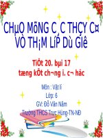 Giáo án pp Vật lý 6 Tiết 20 Tổng kết chương 1 Cơ học