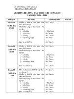 Kế hoạch Thiết bị tháng 10 năm học 2020 - 2021