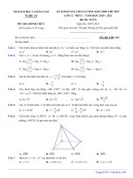 Đề thi thử THPTQG môn Toán Sở Giáo dục và Đào tạo Nghệ An năm 2020 - 2021 lần 1 có đáp án chi tiết