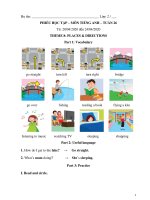 Môn Tiếng anh tăng cường Khối 2 Tuần 26