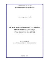Tác động của ý kiến phản hồi của sinh viên đến quản lý đào tạo đại học ở Đại học Quốc gia Hà Nội