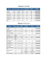 Tải Bảng giá xe ô tô Audi, Lexus, Honda và Chevrolet - Giá tiền xe ô tô của hãng Audi, Lexus, Honda và Chevrolet