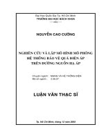 Nghiên cứu và lập mô hình mô phỏng hệ thống bảo vệ quá điện áp trên đường nguồn hạ áp  