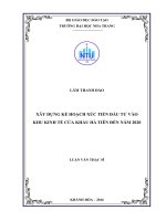 Xây dựng kế hoạch xúc tiến đầu tư vào khu kinh tế cửa khẩu hà tiên đến năm 2020  