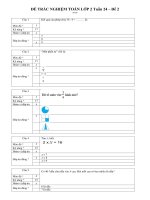 NỘI DUNG ÔN TẬP MÔN TOÁN ĐỀ TRẮC NGHIỆM – KHỐI LỚP 2 TUẦN 24 – ĐỀ 2