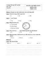 NỘI DUNG ÔN TẬP TRỰC TUYẾN MÔN TOÁN - KHỐI LỚP 3 (Đề số 01)