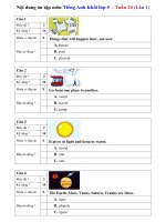 NỘI DUNG ÔN TẬP MÔN TIẾNG ANH ĐỀ TRẮC NGHIỆM – KHỐI LỚP 5 TUẦN 24 – ĐỀ 1