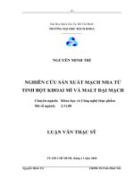 Nghiên cứu sản xuất mạch nha từ tinh bột khoai mì và malt đại mạch 