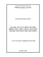 Dạy học xác suất thống kê theo hướng phát triển tư duy phản biện cho học sinh trung học phổ thông​ 