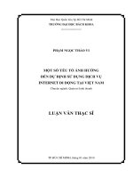 Một số yếu tố ảnh hưởng đến dự định sử dụng dịch vụ internet di động tại việt nam  