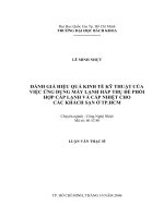 Đánh giá hiệu quả kinh tế kỹ thuật của việc áp dụng máy lạnh hấp thụ để phối hợp cấp lạnh và cấp nhiệt cho các khách sạn ở tp  hồ chí minh  