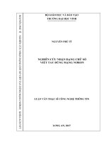 Nghiên cứu nhận dạng chữ số viết tay dùng mạng noron  
