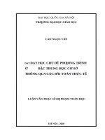 Dạy học chủ đề phương trình ở bậc trung học cơ sở thông qua các bài toán thực tế​ 