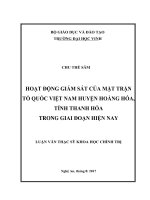 Hoạt động giám sát của mặt trận tổ quốc việt nam huyện hoằng hóa, tỉnh thanh hóa trong giai đoạn hiện nay  