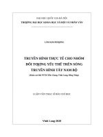 Truyền hình thực tế cho nhóm đối tượng yếu thế trên sóng truyền hình tây nam bộ (khảo sát đài PTTH tiền giang, vĩnh long, đồng tháp)​ 