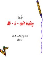 Toán - Lớp 5 - Tuần 6 - Mi-li-mét vuông. Bảng đơn vị đo diện tích.