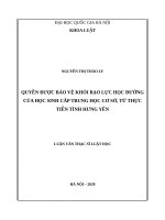 Quyền được bảo vệ khỏi bạo lực học đường của học sinh cấp trung học cơ sở, từ thực tiễn tỉnh hưng yên​ 