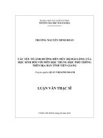 Các yếu tố ảnh hưởng đến mức độ hài lòng của học sinh đối với môn học trung học phổ thông trên địa bàn tỉnh tiền giang  