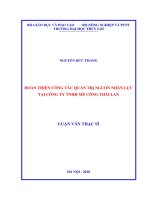 (Luận văn thạc sĩ) Hoàn thiện công tác quản trị nguồn nhân lực tại công ty TNHH Mê Công Thái Lan