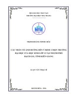 Các nhân tố ảnh hưởng đến ý định chọn trường đại học của học sinh lớp 12 tại thành phố rạch giá, tỉnh kiên giang  