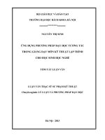 Ứng dụng phương pháp dạy học tương tác trong giảng dạy môn kỹ thuật lập trình cho học sinh học nghề