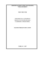 Using role play activities in mixed level english speaking classrooms at high school  