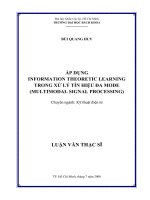 Áp dụng information theoretic learning trong xử lý tín hiệu đa mode (multimodal signal processing)  