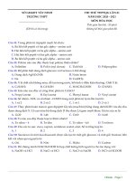 Học kì 1 hóa 12 tây ninh 2021 