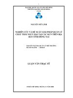 Nghiên cứu và đề xuất giải pháp quản lý chất thải nguy hại tại các khu công nghiệp trên địa bàn tỉnh đồng nai  