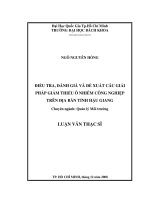 Điều tra, đánh giá và đề xuất các giải pháp giảm thiểu ô nhiễm công nghiệp trên địa bàn tỉnh hậu giang  