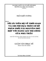 Tối ưu tiến độ vầ thời gian và chi phí dựa trên cơ sở phân phối tài nguyên phù hợp với năng lực thi công của nhà thầu  