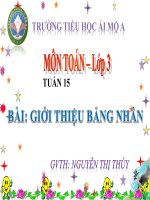 Tuần 15 - Toán 3 - Giới thiệu bảng nhân