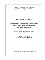 Chất lượng dịch vụ hành chính công và sự hài lòng của người dân tại thành phố đà lạt  