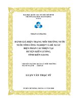 Đánh giá hiện trạng môi trường nước nuôi tôm công nghiệp và đề xuất biện pháp cải thiện tại huyện kiên lương, tỉnh kiên giang  