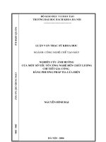 Nghiên cứu ảnh hưởng của một số yếu tố công nghệ đến chất lượng chi tiết gia công bằng phương pháp tia lửa điện