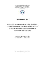 Đánh giá hiện trạng khai thác sử dụng tài nguyên môi trường tỉnh đồng nai bằng phương pháp phân tích emergy  