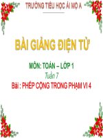 Tuần 7Bài : PHÉP CỘNG TRONG PHẠM VI 4