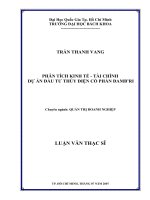 Phân tích kinh tế   tài chính dự án đầu tư thủy điện cổ phần dambri  