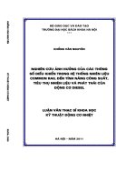 Nghiên cứu ảnh hưởng của các thông số điều khiển trong hệ thống nhiên liệu common rail đến tính năng công suấttiêu thụ nhiên liệu và phát thải của động cơ diesel