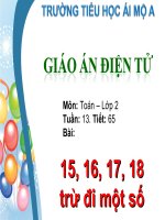 Tuần 13 - Bài: 15, 16, 17, 18trừ đi một số