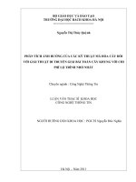 Phân tích ảnh hưởng của các kỹ thuật mã hóa cây đối với giải thuật di truyền giải bài toán cây khung với chi phí lộ trình nhỏ nhất