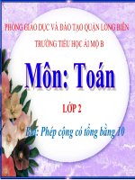 Toán 2- Tuần 3- Phép cộng có tổng bằng 10