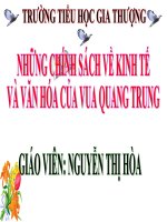 Lớp 4 - Lịch sử - Tuần 30 - Tiết 26: Những chính sách kinh tế và văn hóa của vua Quang Trung