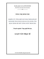 Nghiên cứu tổng hợp chất hoạt động bề mặt non ionic polyethylene glycol ester, ứng dụng trong hệ nhũ tương nước trong dầu  