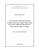Xác định đồng thời sibutramine và một số dẫn xuất trong thực phẩm bảo vệ sức khỏe hỗ trợ giảm cân bằng phương pháp LC MS MS