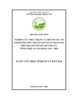 Nghiên cứu thực trạng và một số yếu tố ảnh hưởng đến chuyển quyền sử dụng đất trên địa bàn huyện Quỳnh Lưu tỉnh Nghệ An giai đoạn 2017 2019