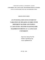 Nghiên cứu về sự dao động đIểm bàI thi nóI của học sinh vớI các chủ đề khác nhau