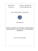 Nghiên cứu tổng hợp và đánh giá hoạt tính sinh học của các phức chất Cu(II) với phối tử hydrazone (Luận văn thạc sĩ)