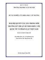 Bảo hộ quyền tác giả trong môi trường kỹ thuật số theo điều ước quốc tế và pháp luật việt nam  