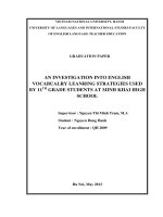 An investigation into english vocabualry leanring strategies used by 11th grade students at minh khai high school